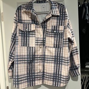 BUCKETLIST Plaid Jacket in Navy and Beige